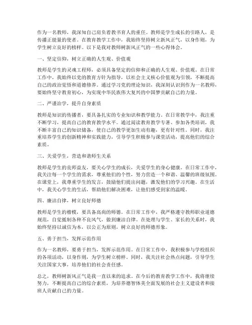 教师树新风正气心得体会
