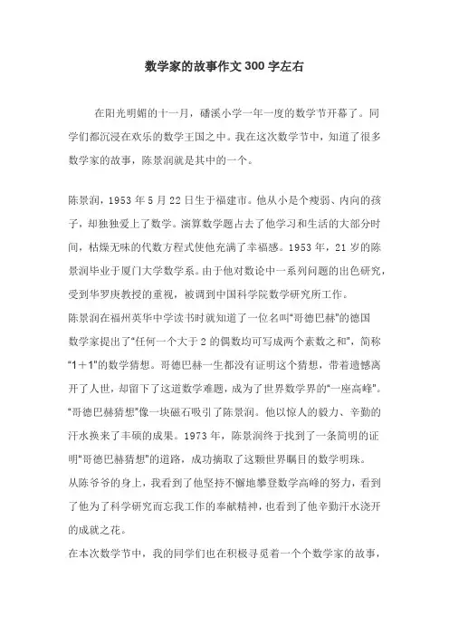 数学家的故事作文300字左右
