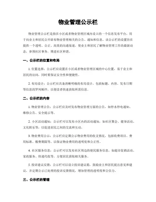 物业管理公示栏