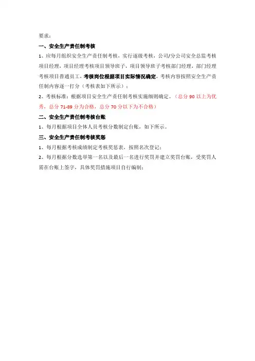 4、安全生产责任制考核表、台账、奖罚台账