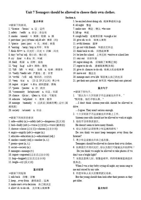 人教版九年级英语Unit 7晨读本
