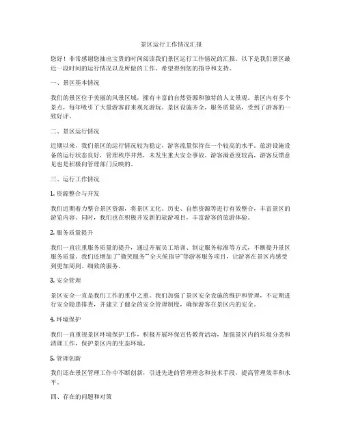 景区运行工作情况汇报