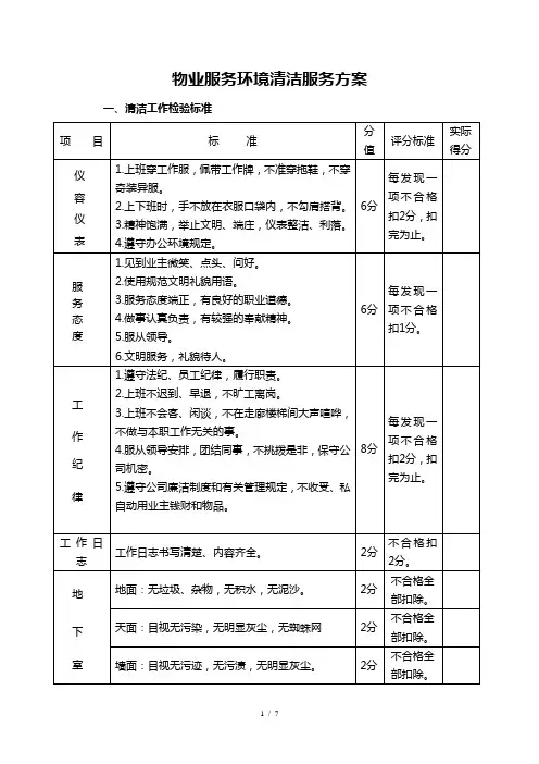 物业服务环境清洁服务方案