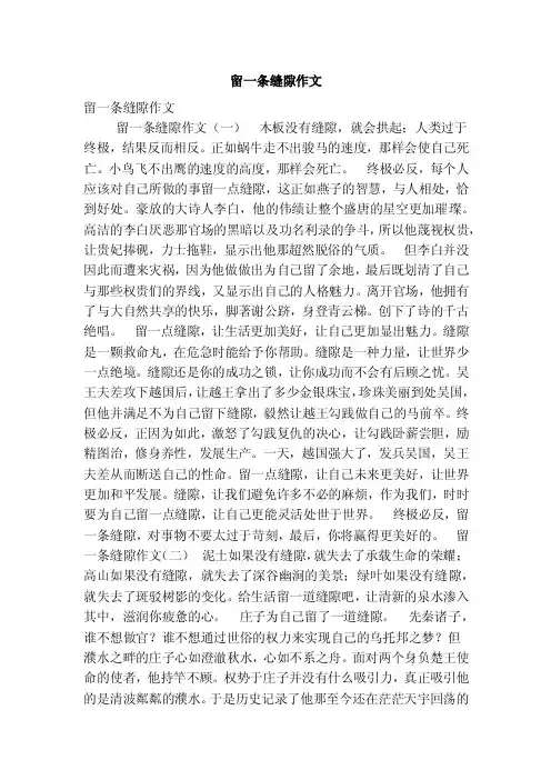 留一条缝隙作文（优秀篇）