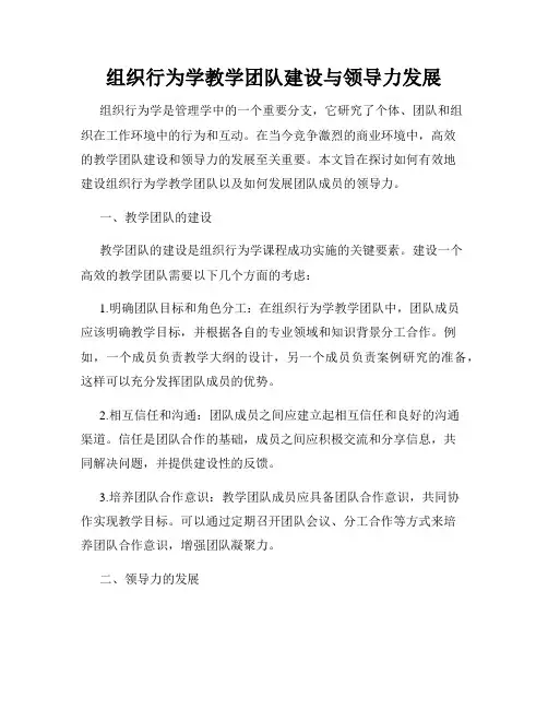 组织行为学教学团队建设与领导力发展