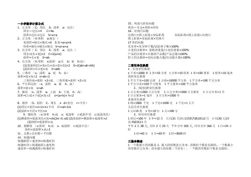 人教版小学数学知识点汇总