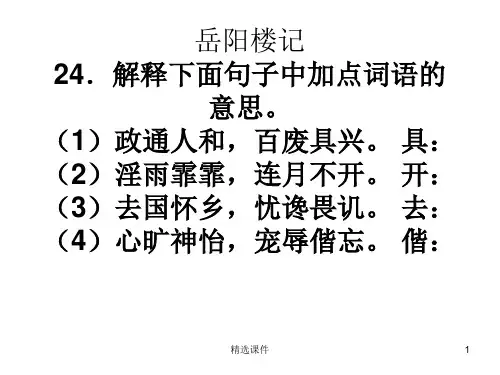 岳阳楼记复习历年中考试题汇编
