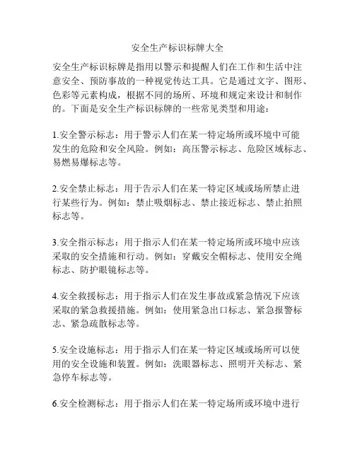 安全生产标识标牌大全