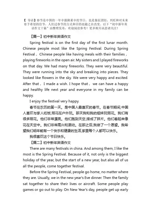 初中新年英语作文十篇