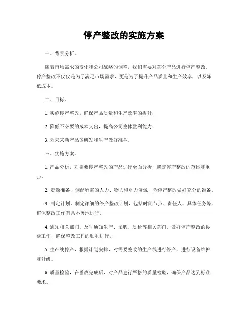 停产整改的实施方案