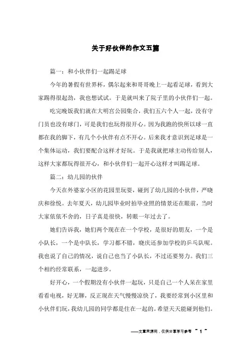 关于好伙伴的作文五篇