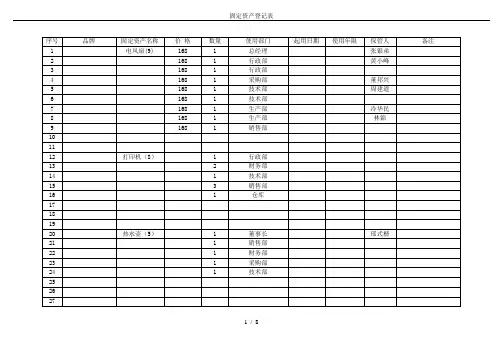 固定资产登记表