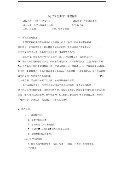 《电子工艺实训》课程标准