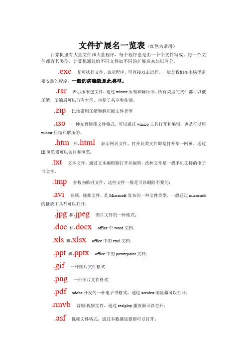 常见的文件扩展名介绍
