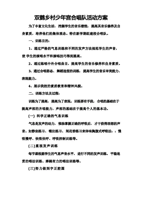 双鹤乡村少年宫合唱队活动方案
