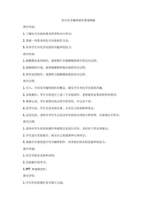 初中化学趣味制作教案模板