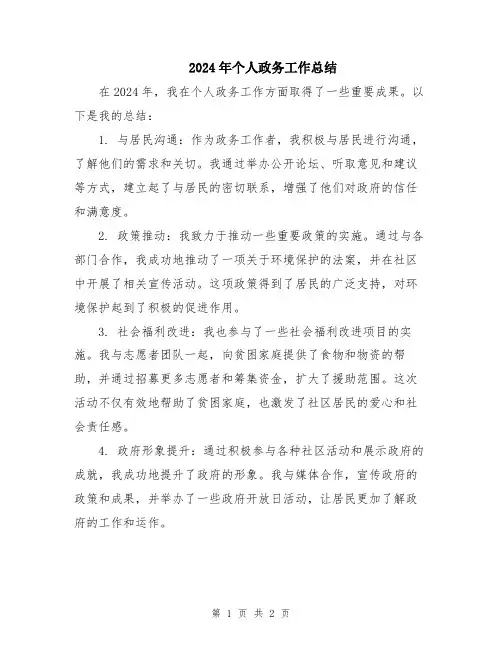 2024年个人政务工作总结