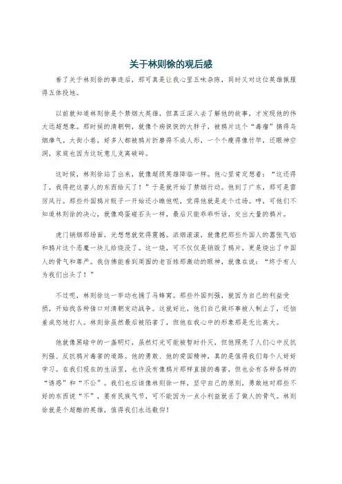 关于林则徐的观后感