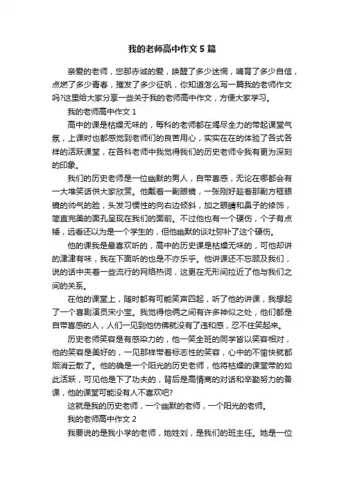 我的老师高中作文5篇