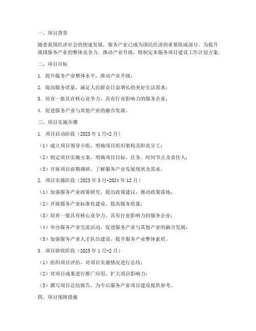 服务项目建设工作计划方案