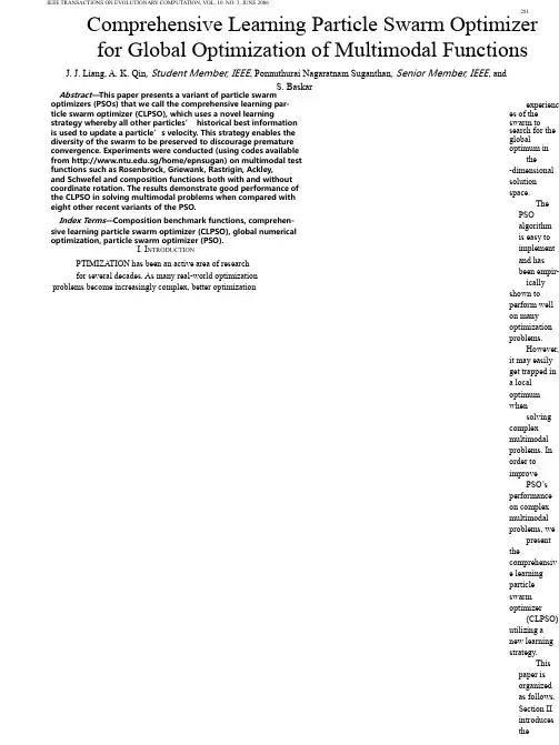 Comprehensive learning particle swarm optimizer for global optimization of multimodal functions(1)