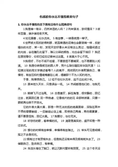伤感歌你永远不懂我唯美句子