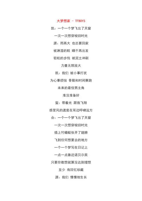 《大梦想家》歌词
