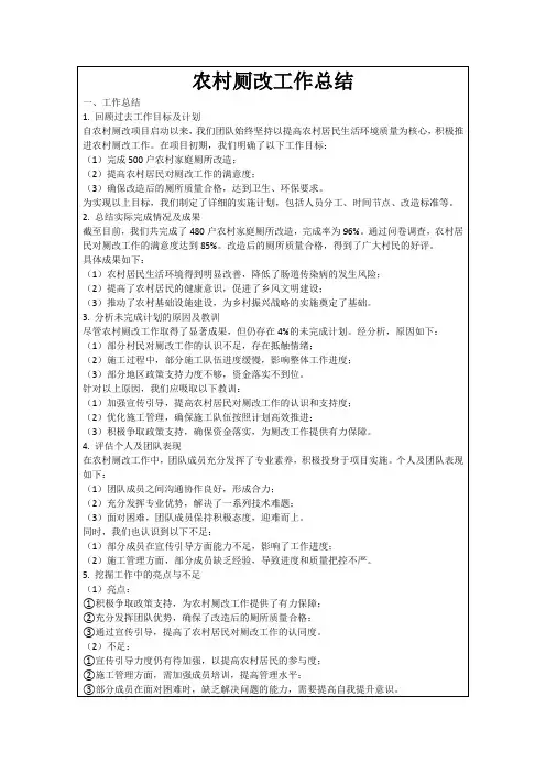 农村厕改工作总结