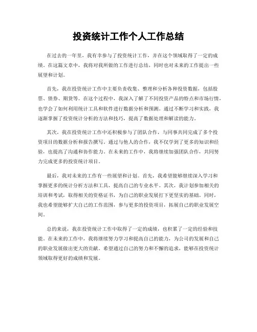 投资统计工作个人工作总结