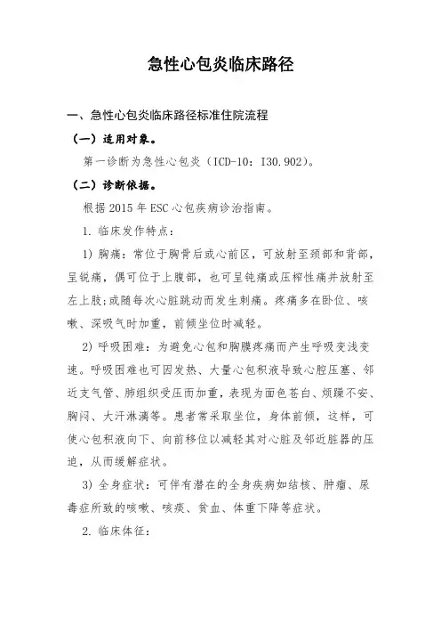 急性心包炎和早产儿动脉导管未闭临床路径