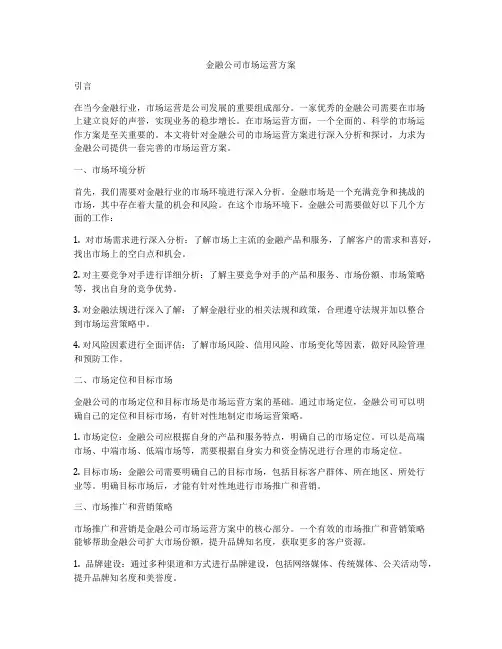 金融公司市场运营方案