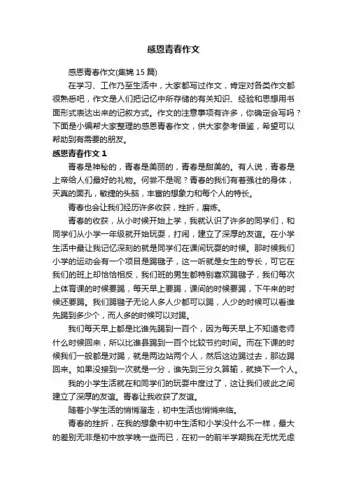 感恩青春作文（集锦15篇）