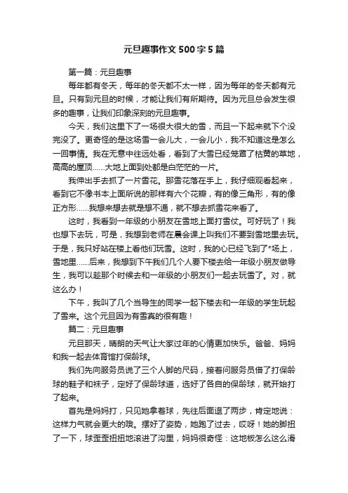 元旦趣事作文500字5篇