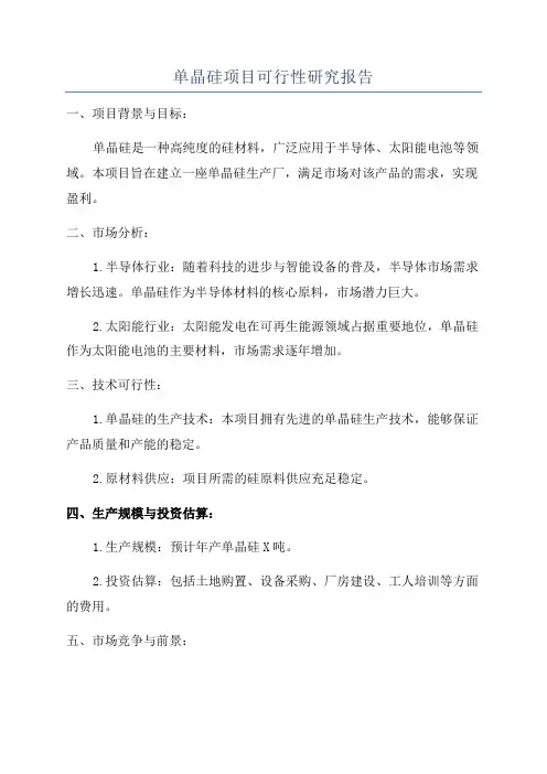 单晶硅项目可行性研究报告
