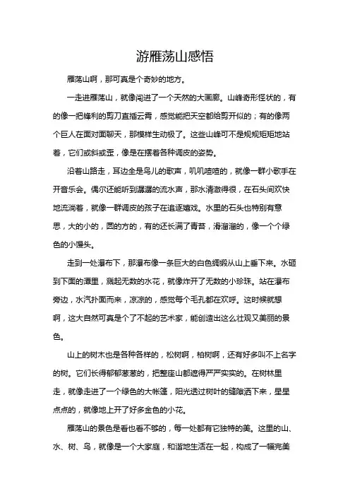 游雁荡山感悟