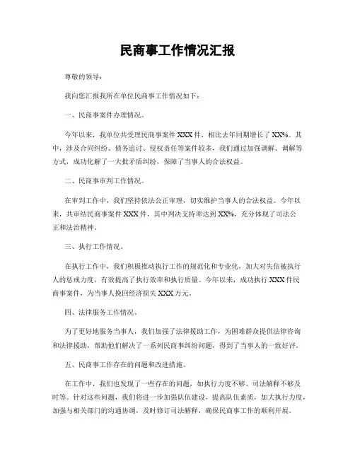 民商事工作情况汇报