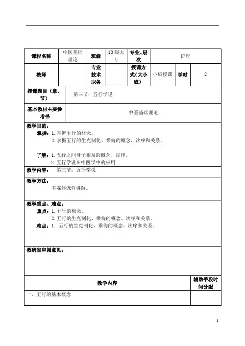 第一章 第三节 五行学说