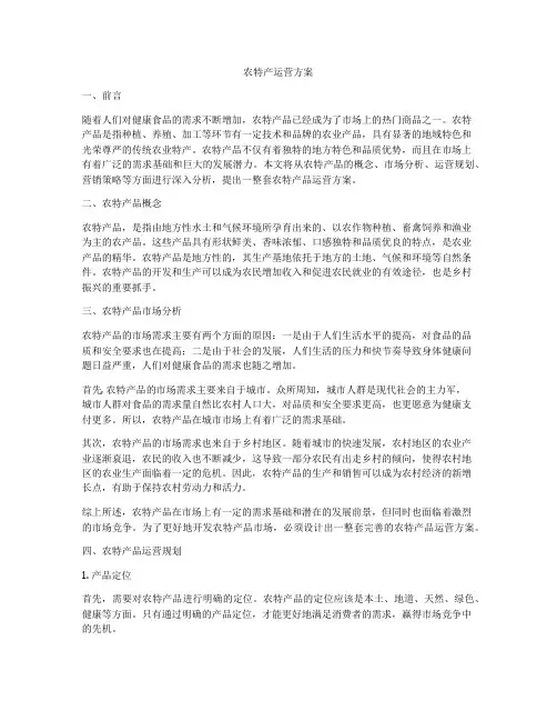 农特产运营方案