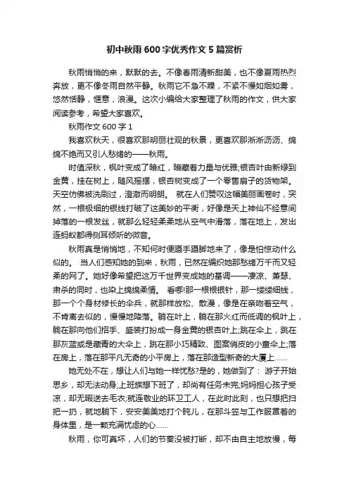 初中秋雨600字优秀作文5篇赏析