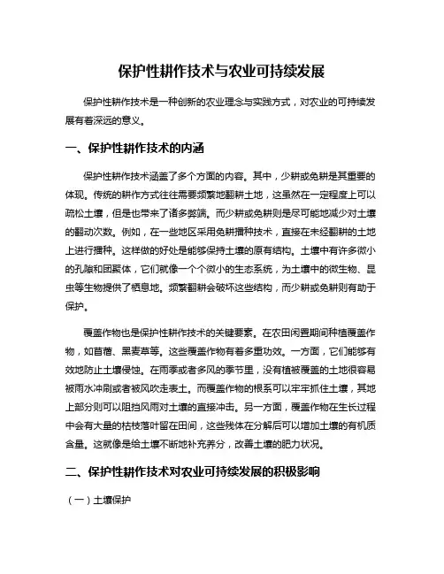 保护性耕作技术与农业可持续发展