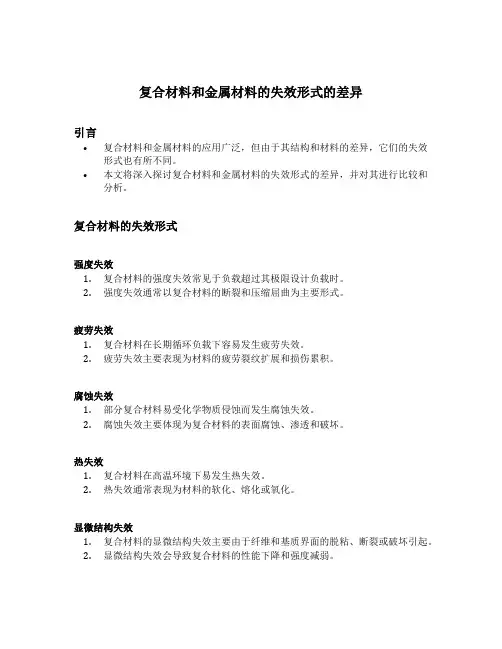 复合材料和金属材料的他们失效形式的差异