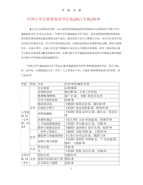 中国小学生推荐阅读书目表(2020年7月整理).pdf