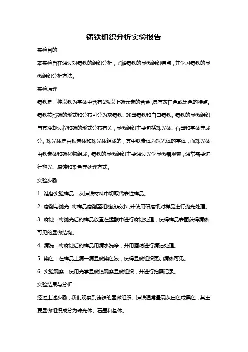 铸铁组织分析实验报告