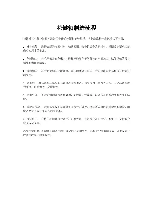 花键轴制造流程