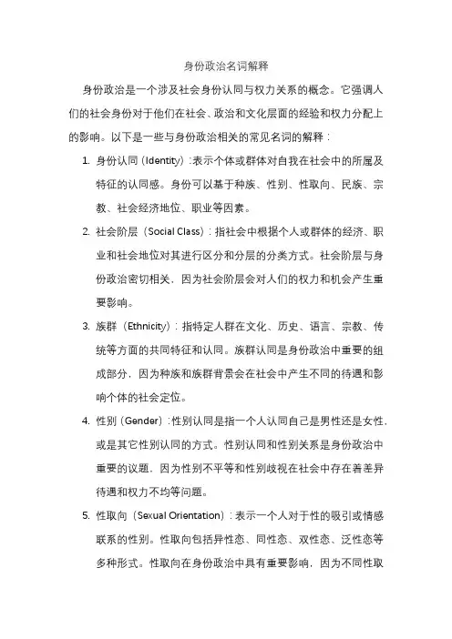 身份政治名词解释
