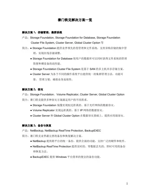 赛门铁克解决方案一览
