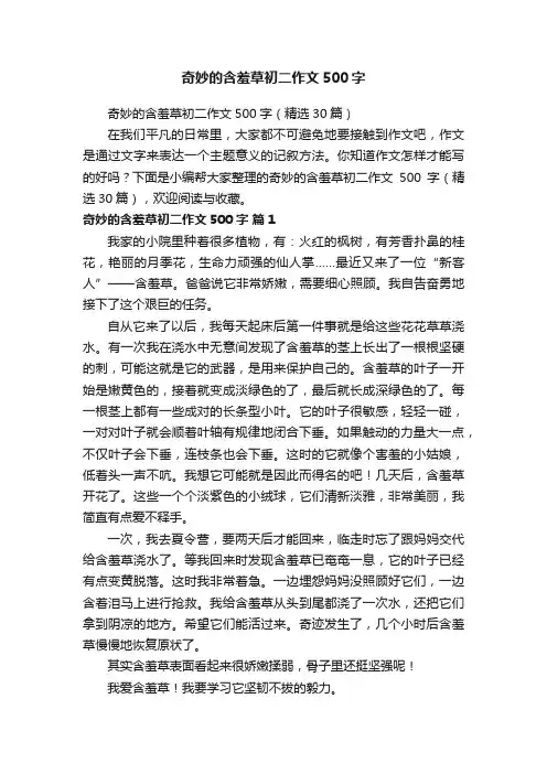 奇妙的含羞草初二作文500字（精选30篇）