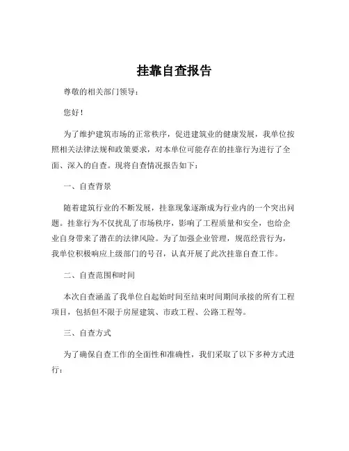 挂靠自查报告
