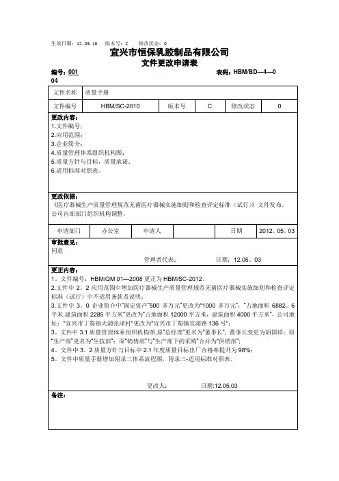 文件更改申请表【范本模板】