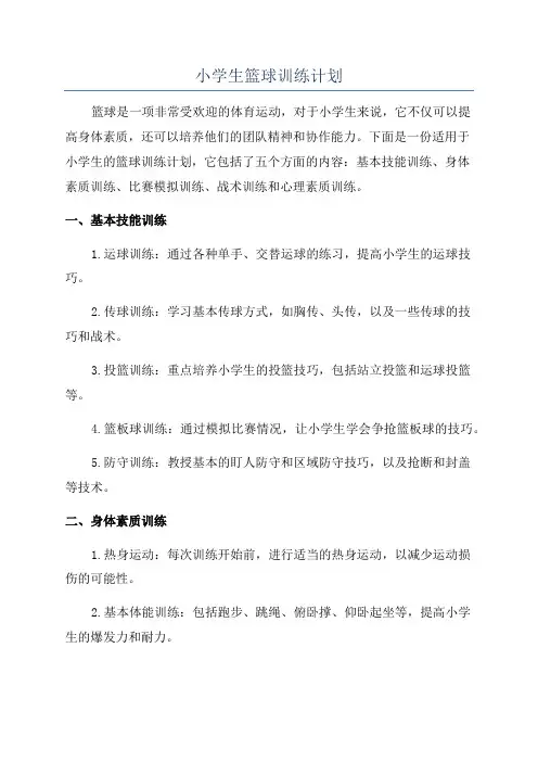 小学生篮球训练计划